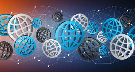 Blue grey and black digital web icons on blue background 3D renderingの写真素材