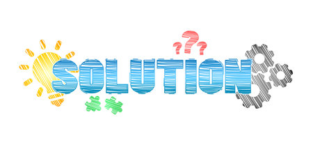 Hand-drawn solution text on white background