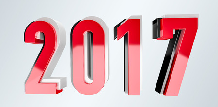 3D rendering red black and silver 2017 new year eve illustration on grey backgroundの写真素材