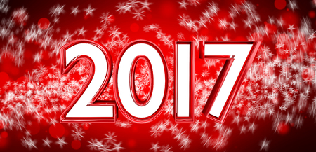 3D rendering 2017 new year eve illustration on red backgroundの写真素材