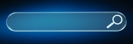 Digital web address search bar on blue background 3D rendering