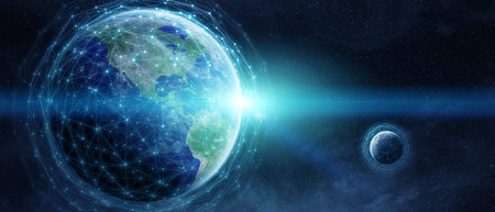 Data exchange and global network over the world 3D rendering