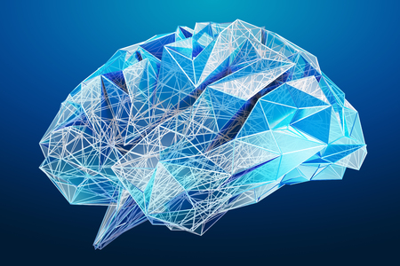 Digital x-ray human brain on blue background 3D renderingの写真素材