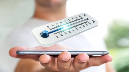 Businessman checking the temperature drop with a thermometer 3D rendering