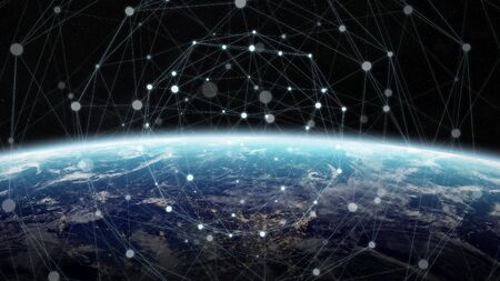 Data exchange and global network over the world 3D rendering elements of this image furnished by NASAの写真素材