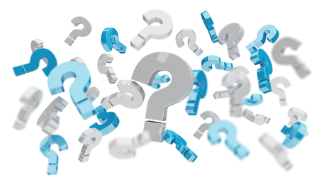 3D rendering question marks on white backgroundの写真素材