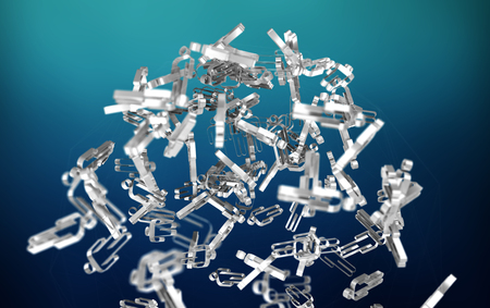 3D rendering group of icon blue people on blue backgroundの写真素材