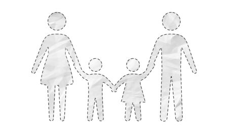 3D rendering family icon on dark backgroundの写真素材