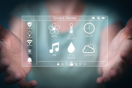 Businesswoman on blurred background eco house concept 3D rendering