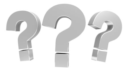 3D rendering question marks on white backgroundの写真素材
