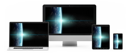 Modern digital silver tech device on white background 3D rendering