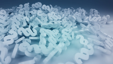 3D rendering law paragraph icons falling on the floor on blue background