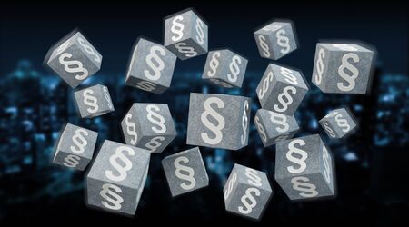 3D rendering law cubes isolated on blue backgroundの写真素材
