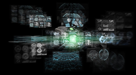 Modern drone on black background 3D rendering