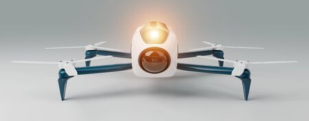 Modern drone on white background 3D renderingの写真素材