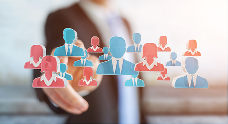 Businessman on blurred background recruiting candidate for a job 3D renderingの写真素材