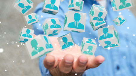 Businessman on blurred background choosing candidate for a job 3D renderingの写真素材