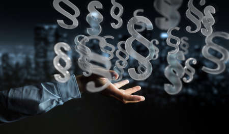 Businessman on blurred background law paragraph symbol 3D renderingの写真素材