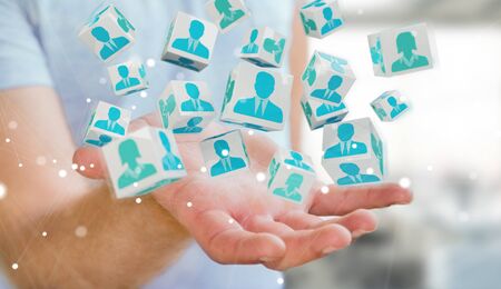 Businessman on blurred background choosing candidate for a job 3D renderingの写真素材