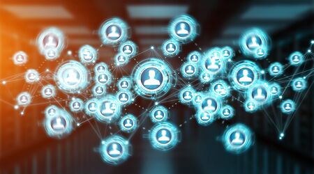 Social media digital interface on server background 3D renderingの写真素材