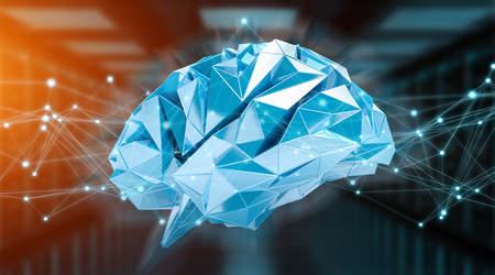 Human brain digital x-ray on server background 3D renderingの写真素材