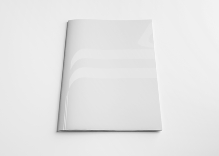 Isolated white magazine cover mockup on white background 3d renderingの写真素材