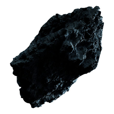Dark rock asteroid isolated on white background 3D renderingの写真素材