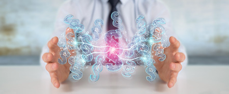 Businessman on blurred background using 3D rendering digital paragraph law symbolの写真素材
