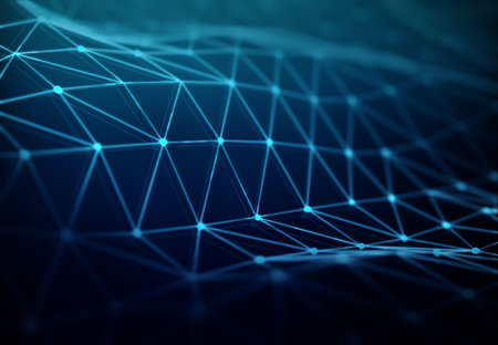 Abstract digital network connection on blue dark background 3D rendering