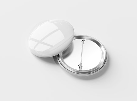A mockup of two white badges on white background 3D rendering