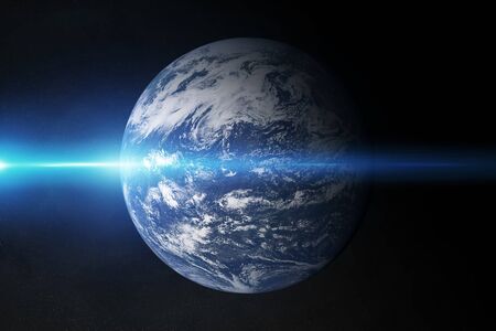View of planet Earth Atlantic Ocean in space with her atmosphere 3D rendering elementsの写真素材