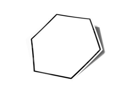 Hexagonal shaped sticker mockup isolated on white background 3D renderingの写真素材