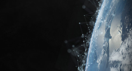 Global datas exchanges and futuristic connections system over the globe 3D rendering