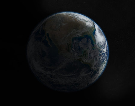 View of planet Earth on America during a sunrise 3D rendering