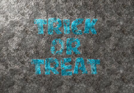 Happy Halloween grunge card blue text on metal damaged iron backgroundの写真素材