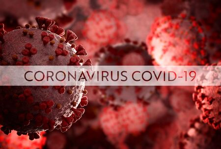 Microscope close-up of the coronavirus covid-19 disease. 2019-nCoV spreading in body cell. 3D rendering of the bacteria on a microscopic level.の写真素材