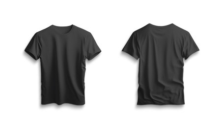 Isolated black t-shirt with shadow Mockup. Template of jersey on white background. 3d renderingの写真素材