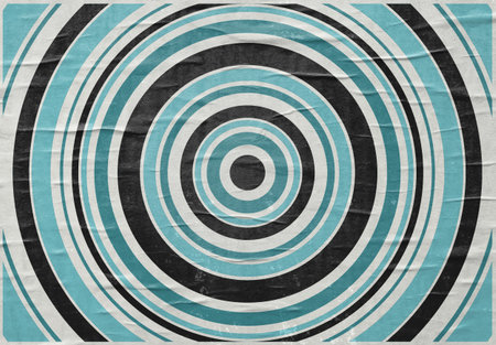 Vintage cartoon vector art retro abstract texture with spinning mesmerizing circle effect