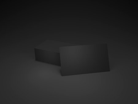 Stack of business cards on black. Stack of calling cards Mockupの写真素材