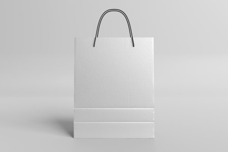 Shopping bag mockup on white background. Template of a blank paper shop sack on empty texture. 3D renderingの写真素材