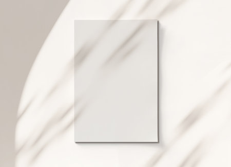 Magazine cover with soft shadows Mockup. Blank template of a catalog on white background. 3D renderingの写真素材