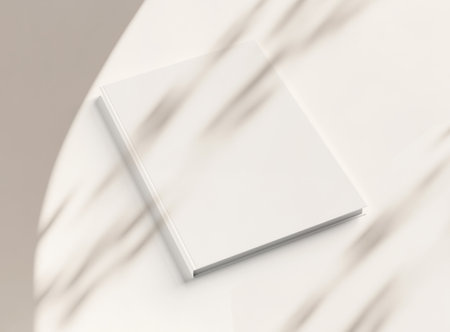 Empty book cover with shadows Mockup. Blank template of a catalog on white background. 3D renderingの写真素材