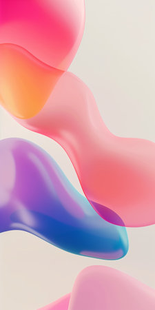 Abstract background with colorful bubbles. Wallpaper with modern shapes effect for mobile phone screen. Generative aiの素材