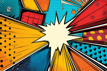 Colorful comic book abstract background. Vintage cartoon style texture with speed effect. Generative aiの素材