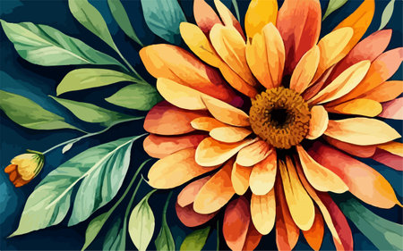 Beautiful floral background with chrysanthemum. Vector illustration.のイラスト素材