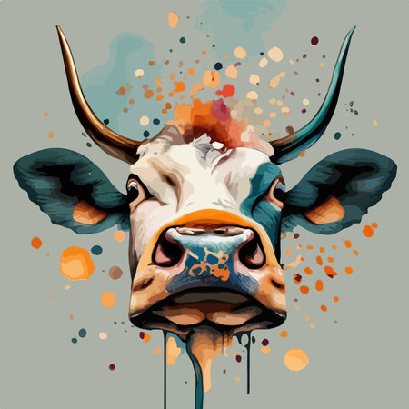 Cow head in grunge style. Vector illustration of bull head.のイラスト素材