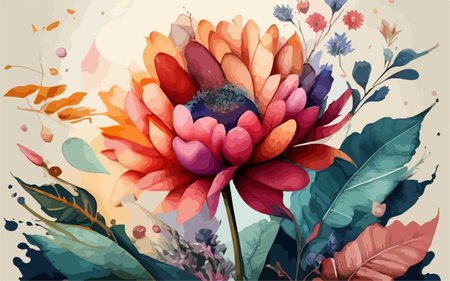 Beautiful floral background with chrysanthemums. Vector illustration.のイラスト素材