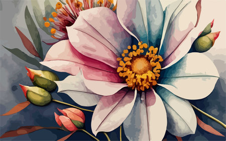 Illustration of a flower on a grunge background with space for textのイラスト素材