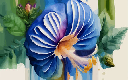 Abstract watercolor painting of hibiscus flower. Vector illustration.のイラスト素材