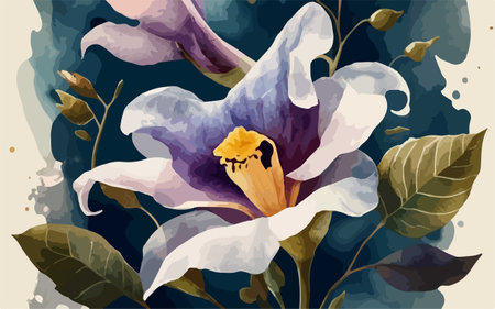 Floral background with hand drawn crocus flowers. Vector illustration.のイラスト素材